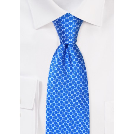 Horizon Blue Geometric Print Tie in Satin Silk