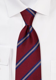 Mahogany Colored Tie with Blue Stripes