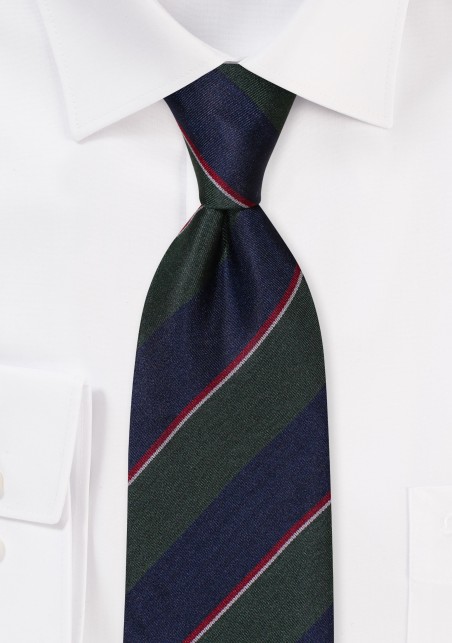 Regimental Stripe Tie in Hunter and Dark Navy