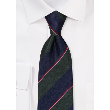 Regimental Stripe Tie in Hunter and Dark Navy