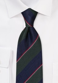 Regimental Stripe Tie in Hunter and Dark Navy
