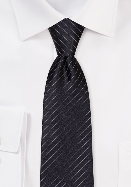 Pin Stripe Necktie in Deep Black