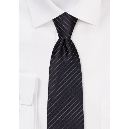 Pin Stripe Necktie in Deep Black