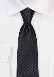 Pin Stripe Necktie in Deep Black