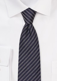 Navy and Dress Gray Striped Tie in Slim Cut