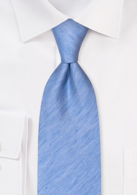 Herringbone Linen Tie in Sailboat Blue
