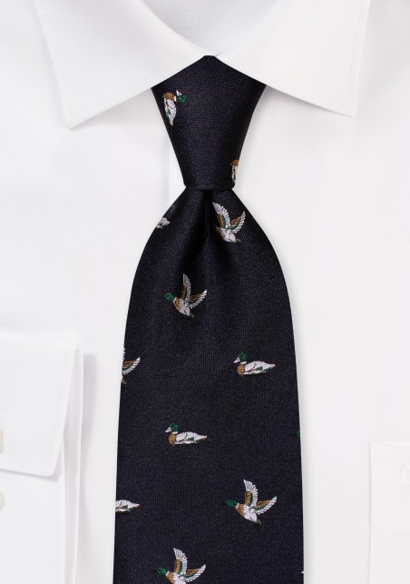 Outdoorsman Duck Hunter Silk Tie in Navy