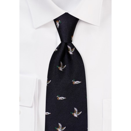 Outdoorsman Duck Hunter Silk Tie in Navy