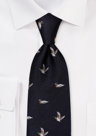 Outdoorsman Duck Hunter Silk Tie in Navy