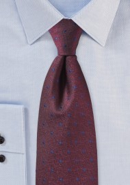 Port Red Textured Tie with Royal Navy Polka Dots