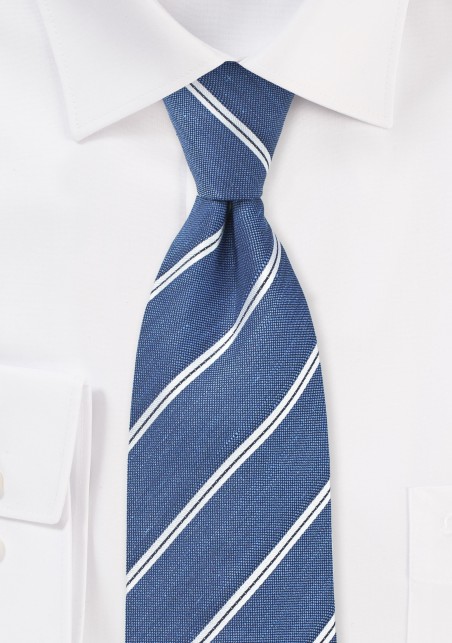 Linen Striped Tie in Indigo