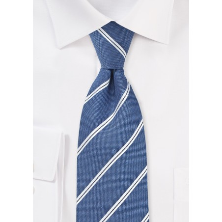 Linen Striped Tie in Indigo