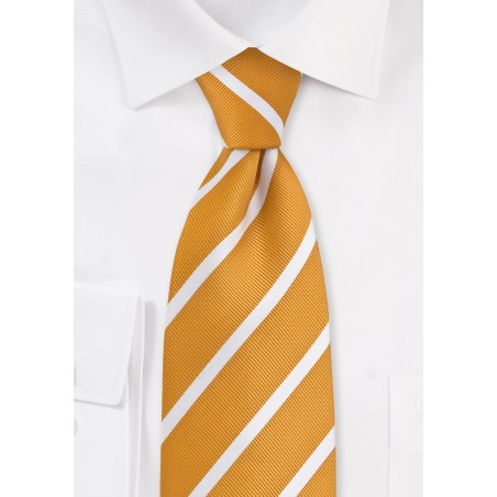 Amber Yellow and White Striped Tie