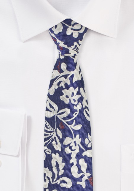 Modern Skinny Tie with Bold Floral Design