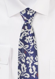Modern Skinny Tie with Bold Floral Design