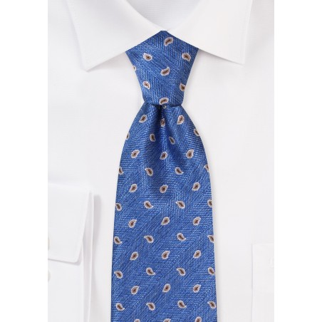 Blue Necktie with Bronze Embroidered Paisley