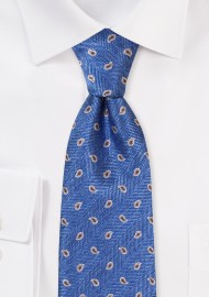 Blue Necktie with Bronze Embroidered Paisley