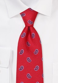 Cherry and Light Blue paisley Necktie