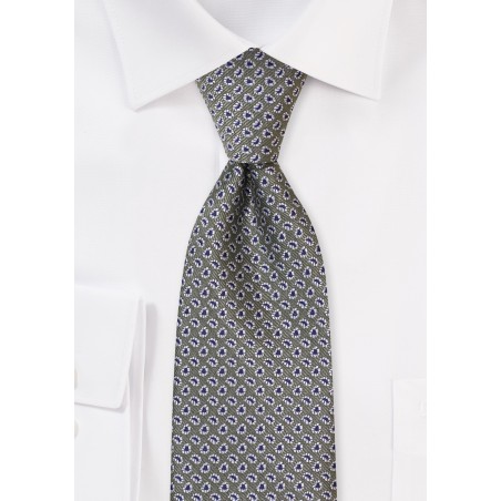 Extra Long Paisley Tie in Olive Green
