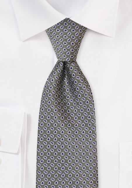 All Over Woven Paisley Tie in Olive Green