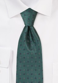 Dark Green Woven Floral Necktie