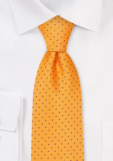 Pin Dot Tie in Marigold and XL Length