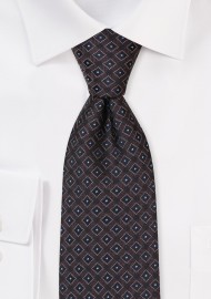 Extra Long Tie in Black with Box Checks
