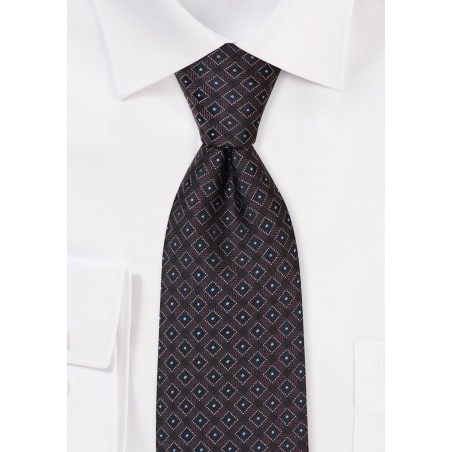 Black Tie with Charcoal Box Check Pattern
