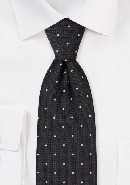 Black Tie with Small Silver Polka Dots