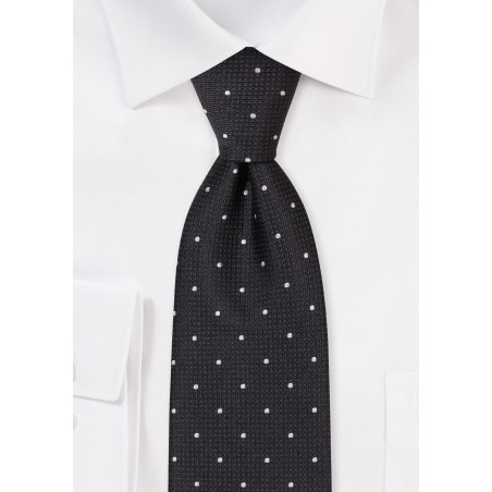 Black Tie with Small Silver Polka Dots