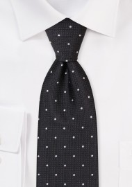 Black Tie with Small Silver Polka Dots