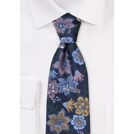 Dark Green Floral Tie in XL