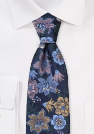 Dark Green Floral Tie in XL