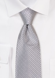 Hex Checkered Tie in Silver and Gray