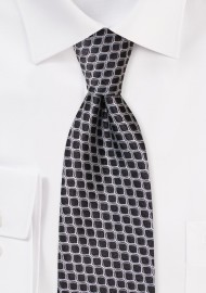 Black and Gray Tie with Fish Scale Design