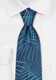 Teal Necktie in Woven Graphic Design