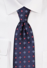 Classic Mens Tie in Navy Blue and Crimson Red