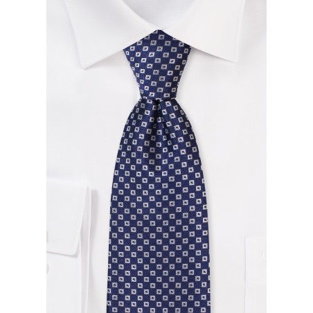 Checkered Weave Tie in Blue and Silver