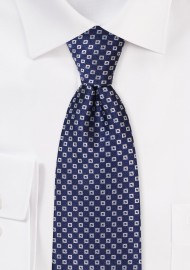 Blue with Silver Check Tie in XL Size