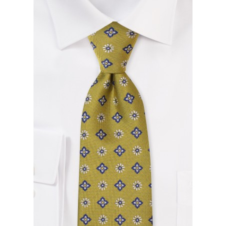 XL Woven Mens Necktie in Mustard Yellow