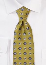 XL Woven Mens Necktie in Mustard Yellow