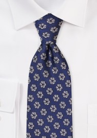 Rose Design Mens Tie in Blue