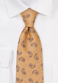 Extra Long Tie in Vintage Gold Paisley