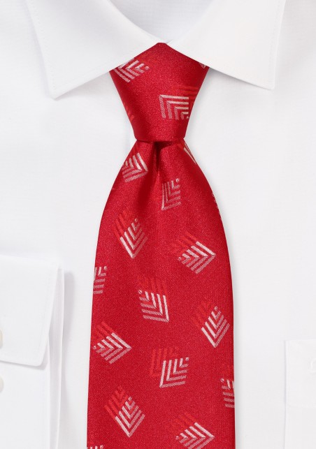 XL Tie with Geometric Fern Pattern