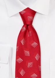 XL Tie with Geometric Fern Pattern