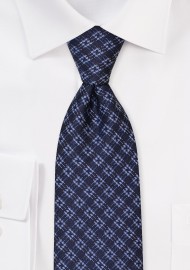 Classic Blue Checkered Mens Tie in Big and Tall Size