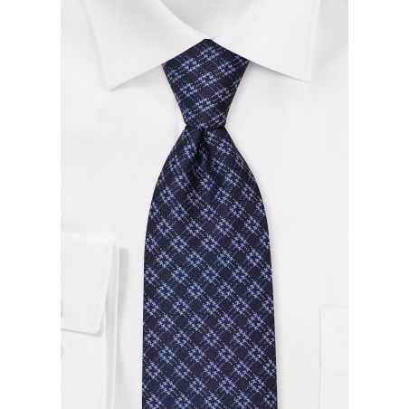 Classic and Modern Checkered Tie in Dress Navy