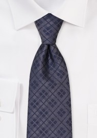 Checkered Mens Tie in Gray and Dress Blue