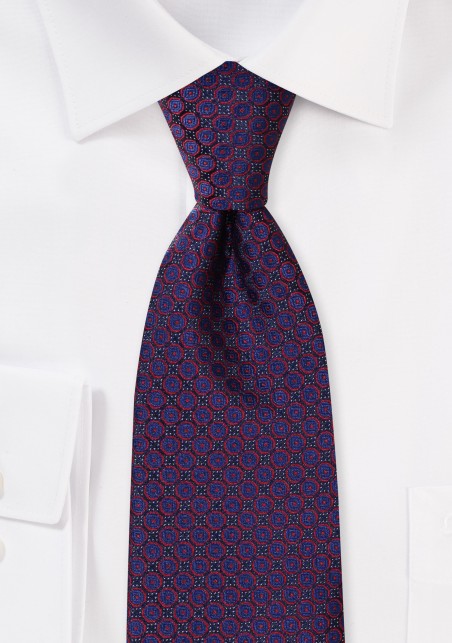 Navy Tie with Delicate Red Circles