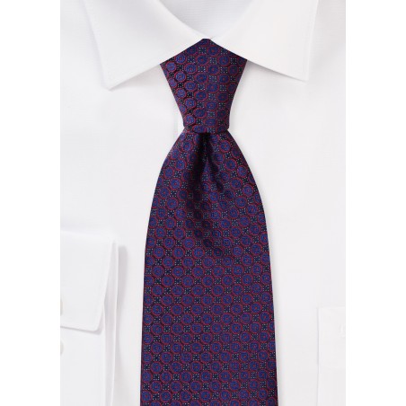 Navy Tie with Delicate Red Circles